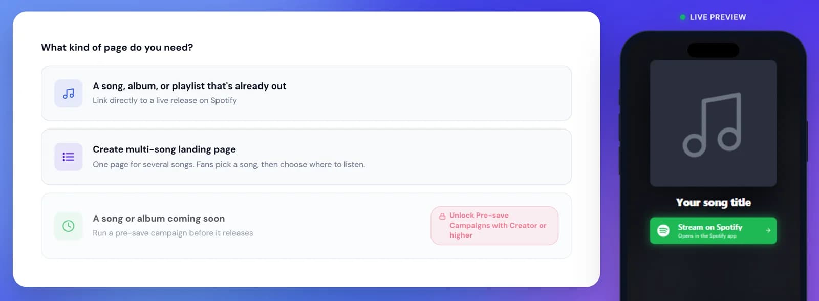 The Escalium smart link builder with its live phone preview