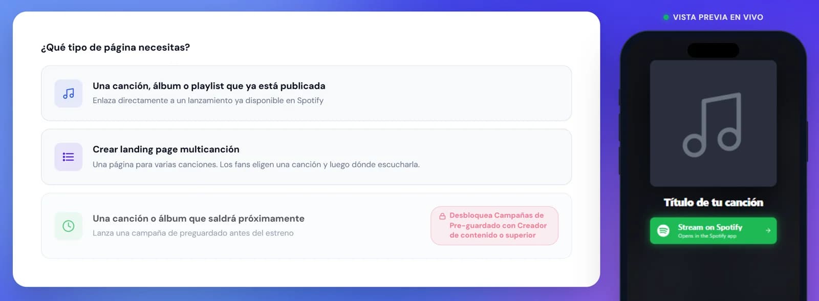 El creador de smart links de Escalium con su vista previa en el móvil